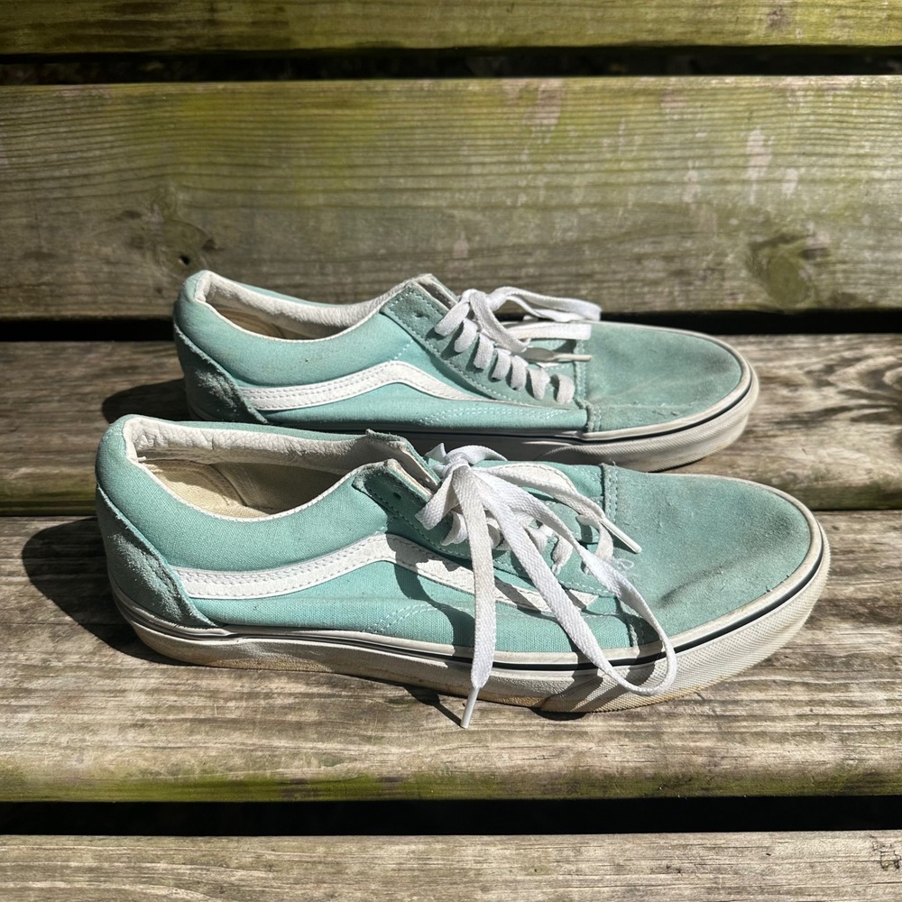Vans‎ Old Skool Mint Green Suede Canvas Skate Shoes Mens 10 Low Top Sneakers